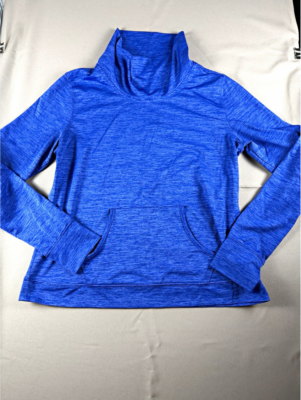IZOD Men's Heather Pullover Blue L Mock Neck Long Sleeve Polyester Pockets